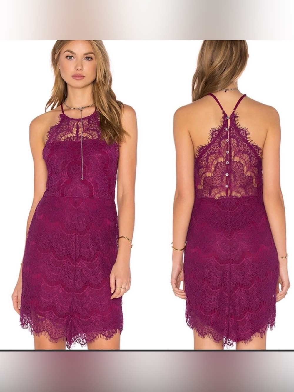 Free People she’s got it lace button up back dress